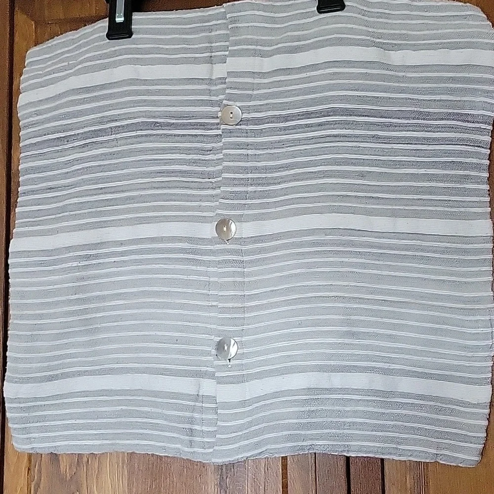 West Elm Silk Cotton Blend Mini Stripe Pearl Gray Accent Pillow Cover